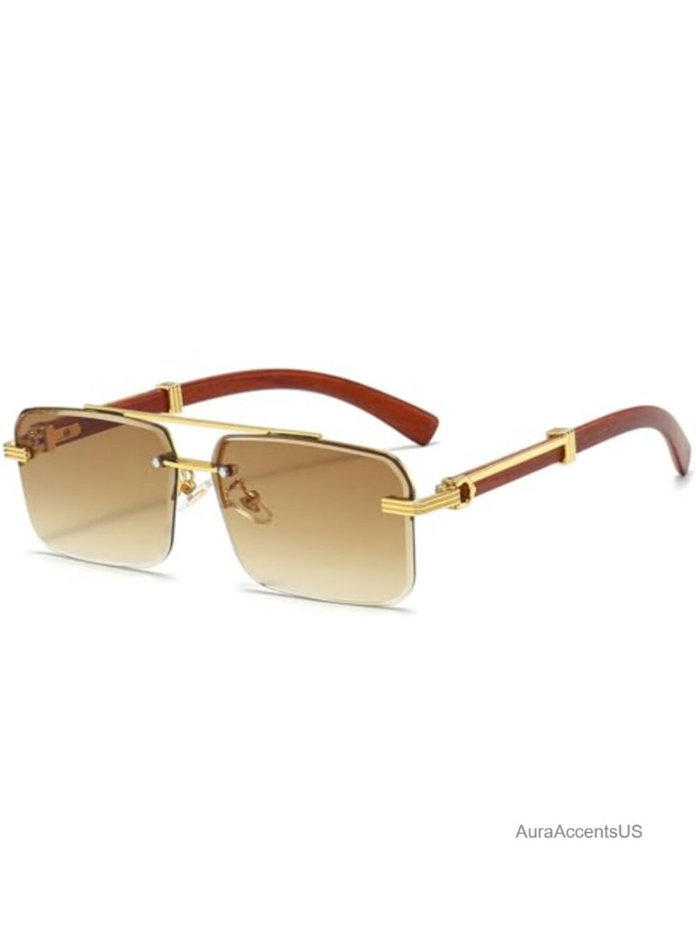 Rimless Rectangle Sunglasses Semi-Rimless Metal Frame UV400 Tinted Unisex